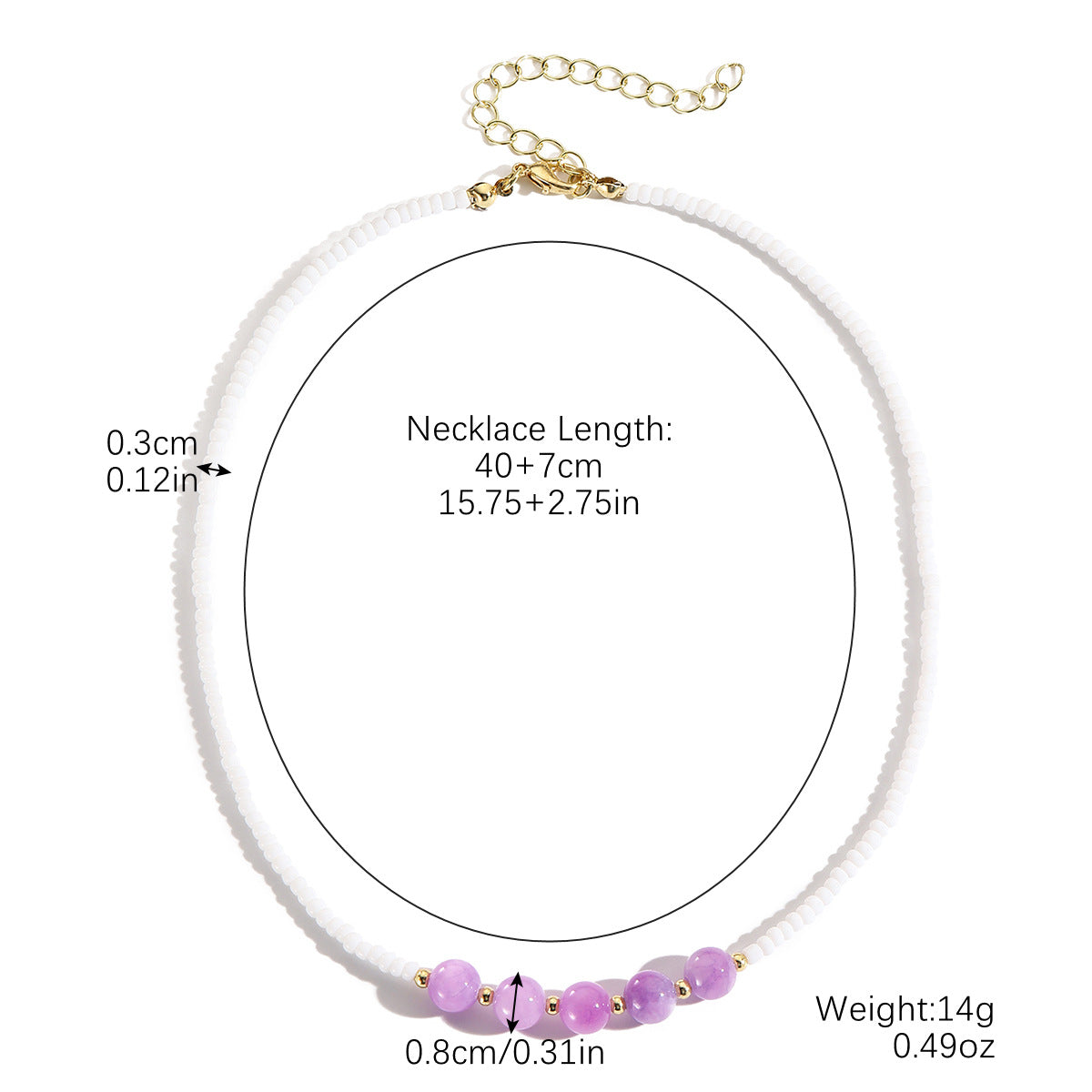 Wholesale  Beaded Necklace Cute Amethyst Natural Stone Beaded l Pearl Necklace suit