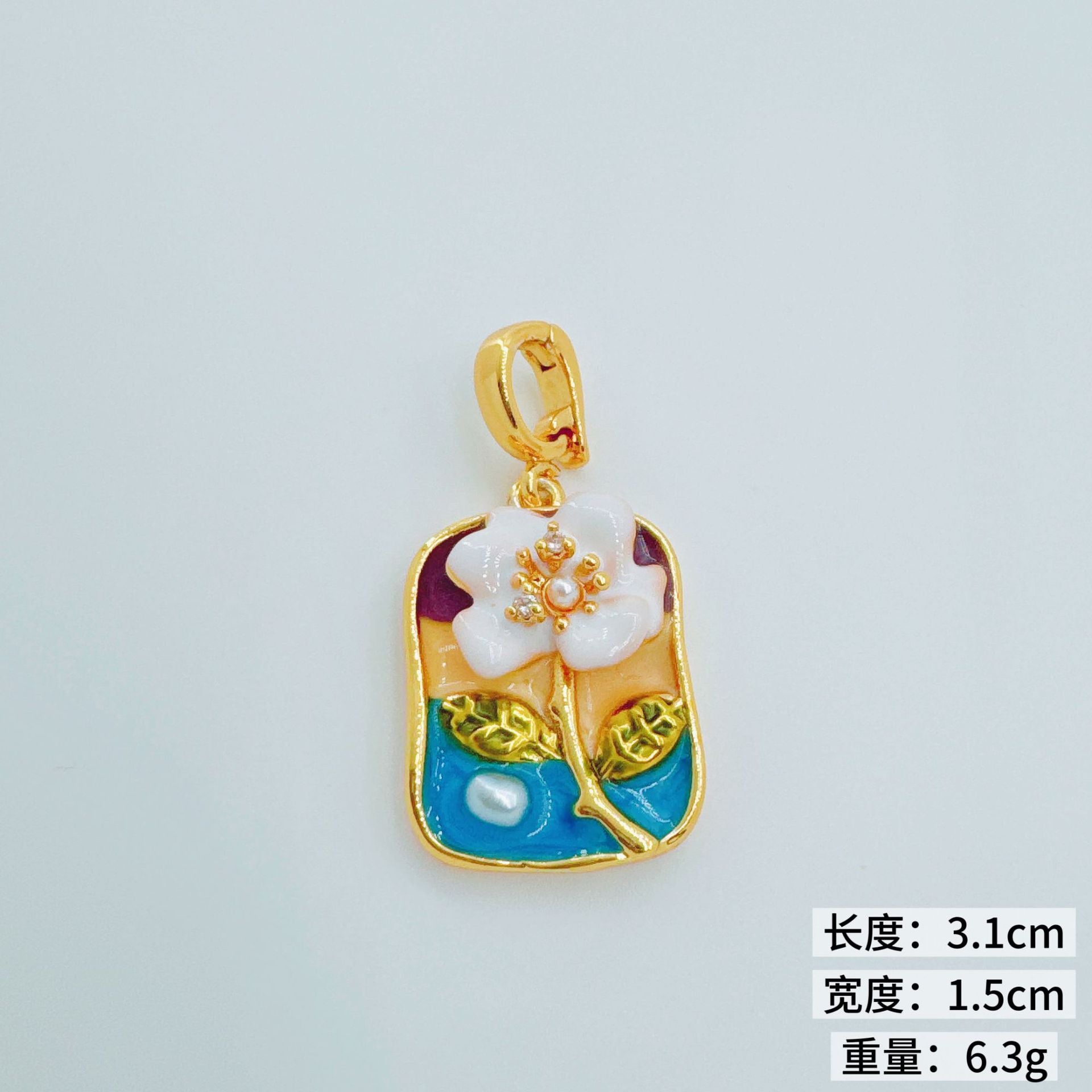 Wholesale Copper Gold Plated Floral Oil Painting Pendant for Jewelry Making