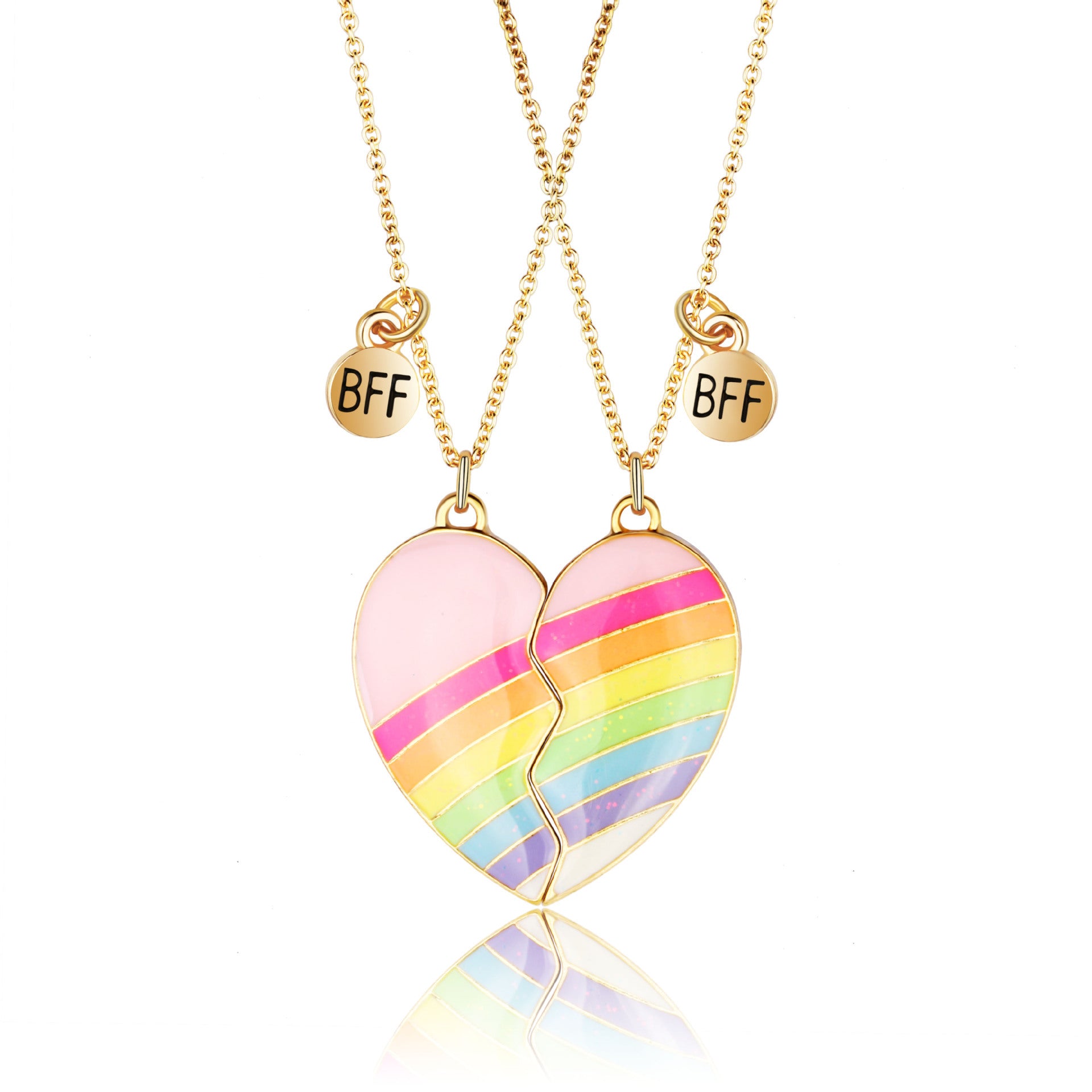 Wholesale Magnetic Cute Sequin Heart Pendant Necklaces Necklace Set ACC-NE-Tiangao007