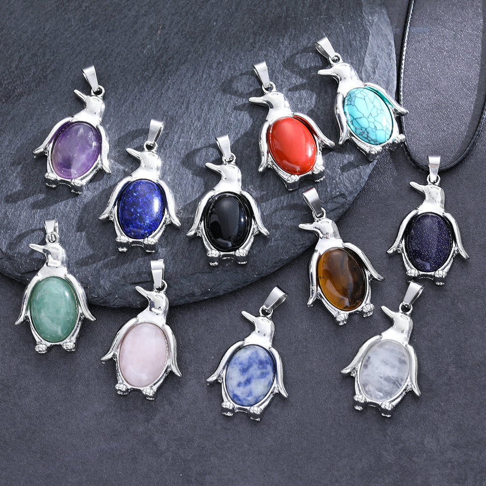 Wholesale  Natural Stone Amethyst Pendant Single Pointy Hexagonal Column Necklace