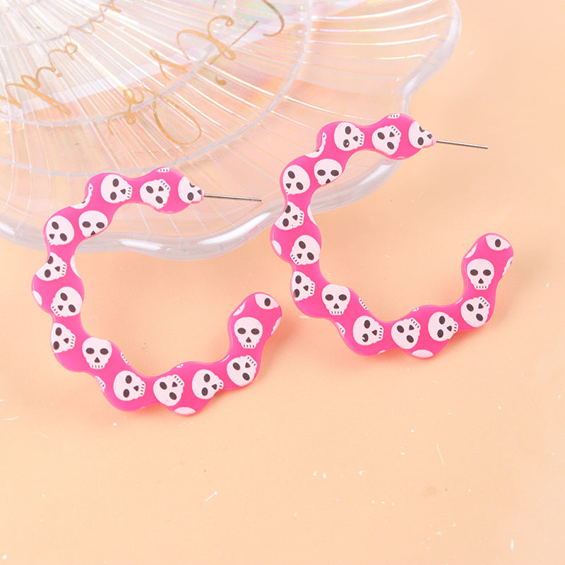 Wholesale   Color Bat Ghost C Ring Acrylic Earrings