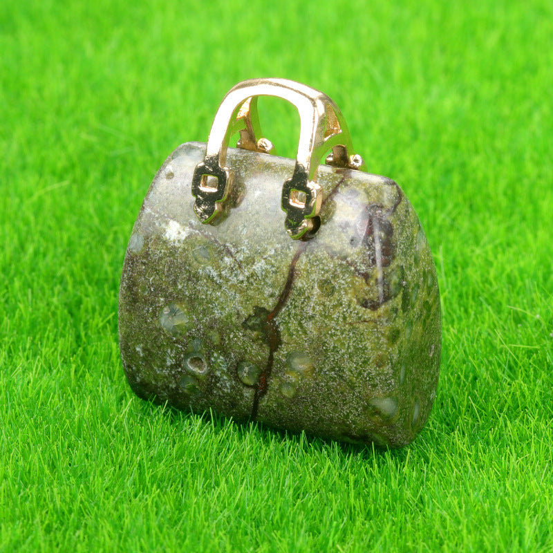 Wholesale Natural Crystal Stone Mini Bag Amethyst Pendant ACC-PT-KeSuo0010