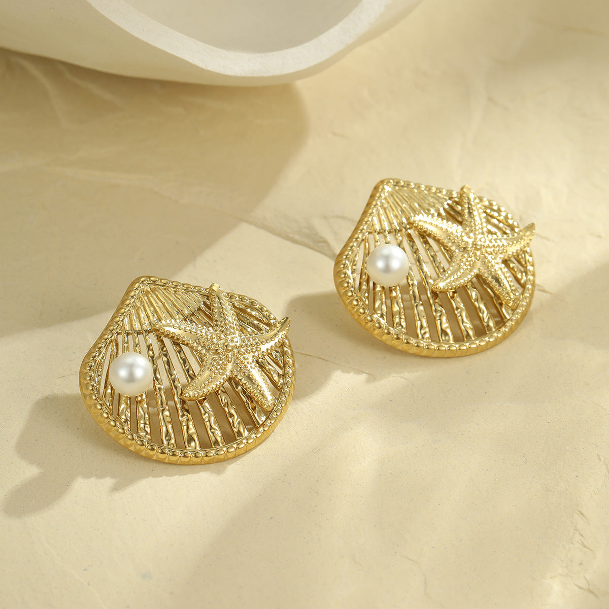 Wholesale Stainless steel Ocean Style Starfish Earrings Light Luxury  All-match Earrings