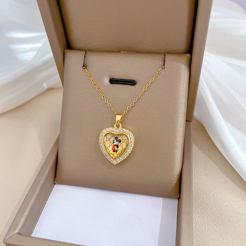 Wholesale Trendy Mouse Design Stainless Steel Pendant Necklace Fashion Jewelry Accessory Gift for Women