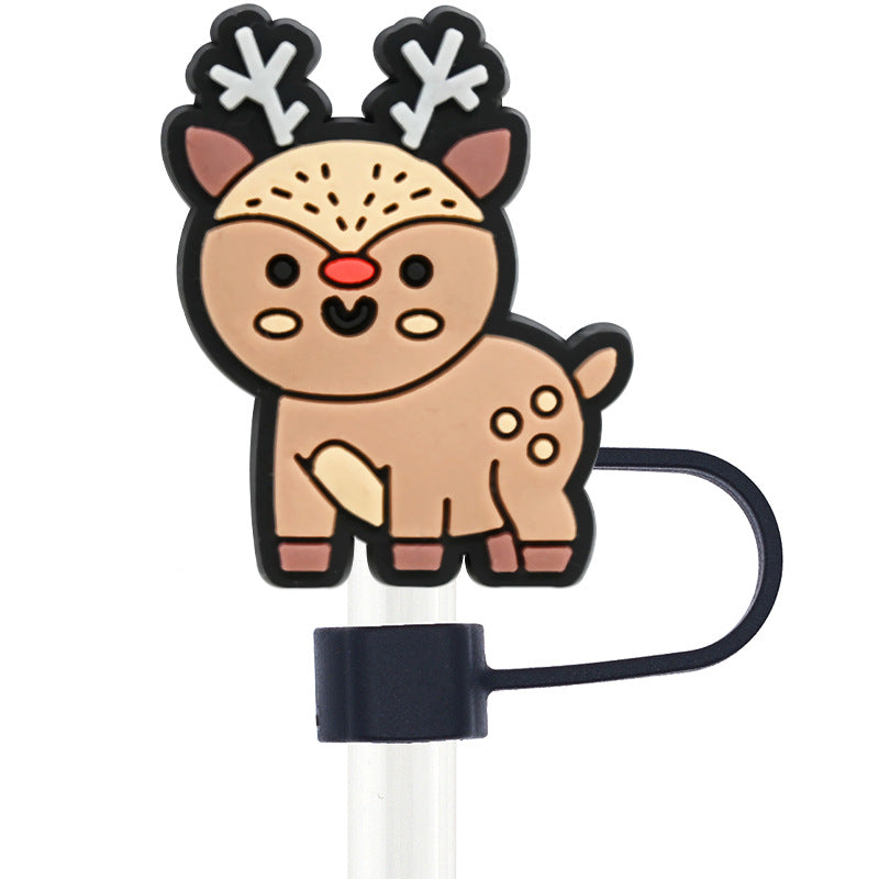 Wholesale Random 100pcs Christmas 10mm PVC Soft Straw Tube Cap ACC-SCR-RYY078