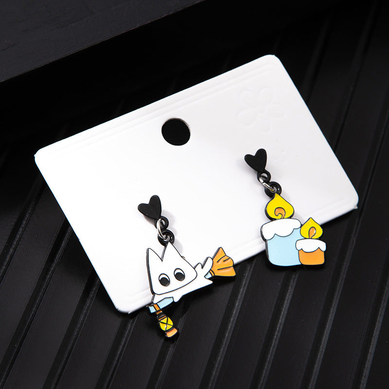 Wholesale  Ghost Pumpkin Alloy Oil Drop Asymmetrical Earrings