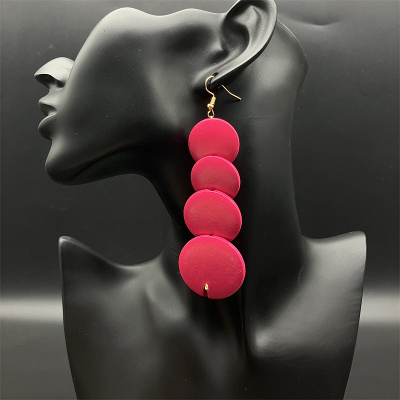 Wholesale Vintage Ethnic Style Round Earrings Wood Earrings ACC-ES-FX015