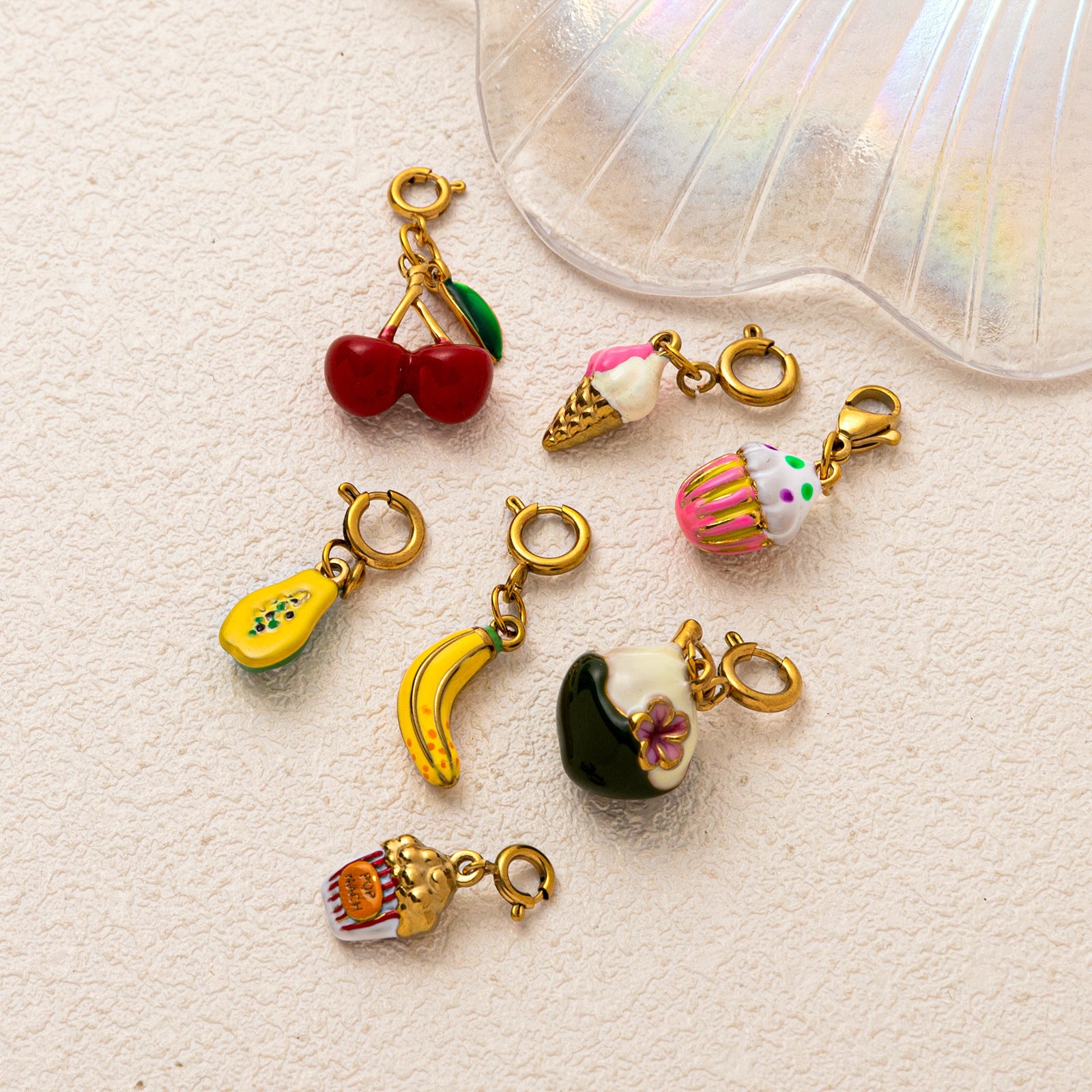 Wholesale Stainless steel electroplated 18K gold fruit series pendant