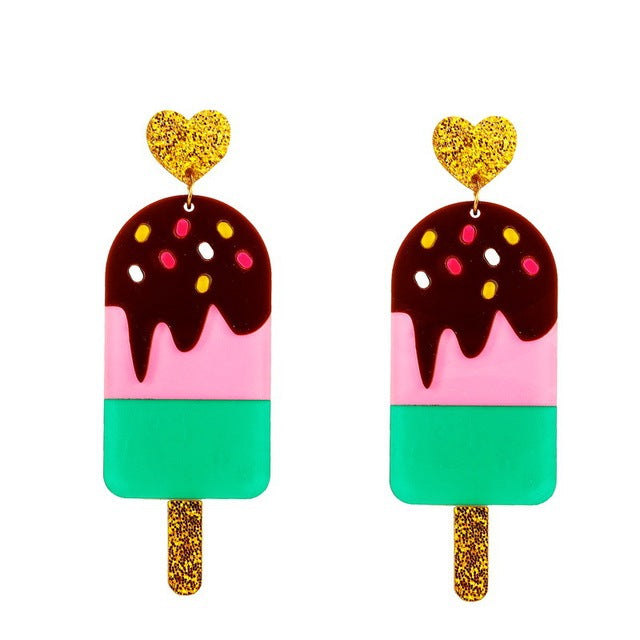 Wholesale Y2K Acrylic Pizza Ice Cream Cake Milk Tea Fried Egg Donut Peanut Butter Sushi Cookie Earrings