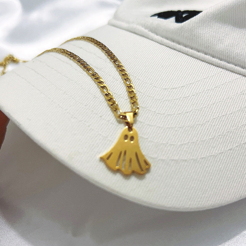 Wholesale Halloween Ghost Skull Pendant Stainless Steel Necklaces ACC-NE-Youbi007