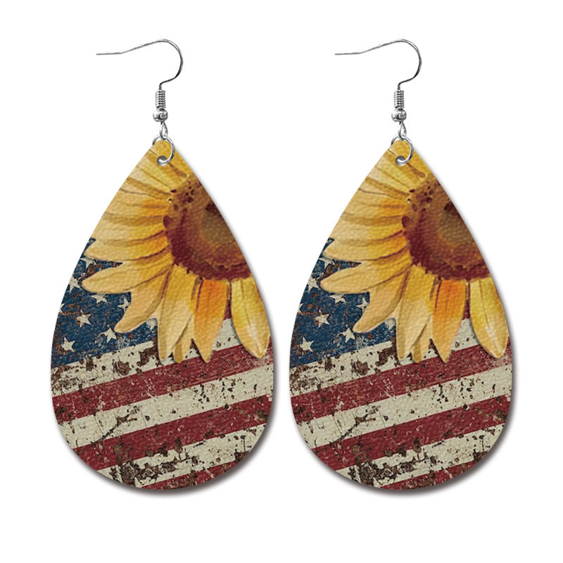 Wholesale  Independence Day leather earrings