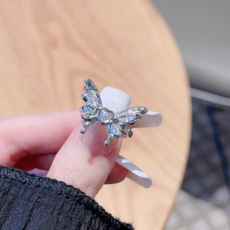 Wholesale Star Love Glacier Butterfly Open Ring Butterfly Hearts Rings Adjustable Rings ACC-RS-JiuHao001