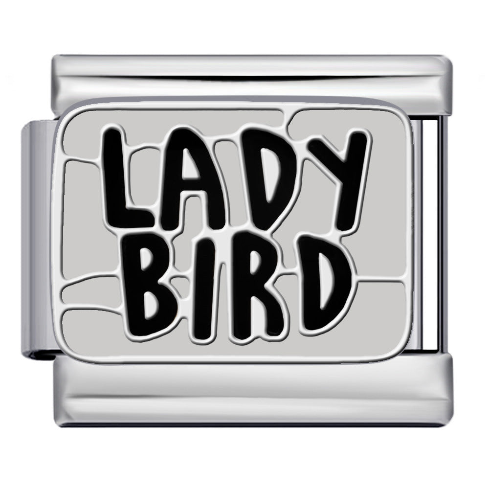 Wholesale Italian DIY  modular Charms Titanium steel oil drip welding pattern strap Charms