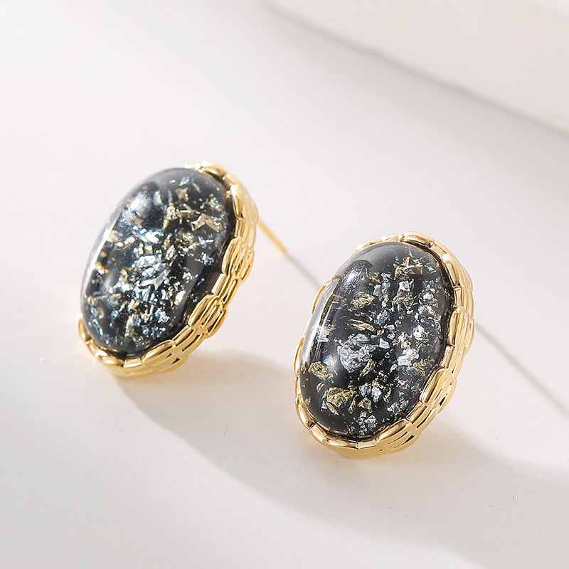 Wholesale  oil painting earrings silver needles gorgeous retro ear jewelry