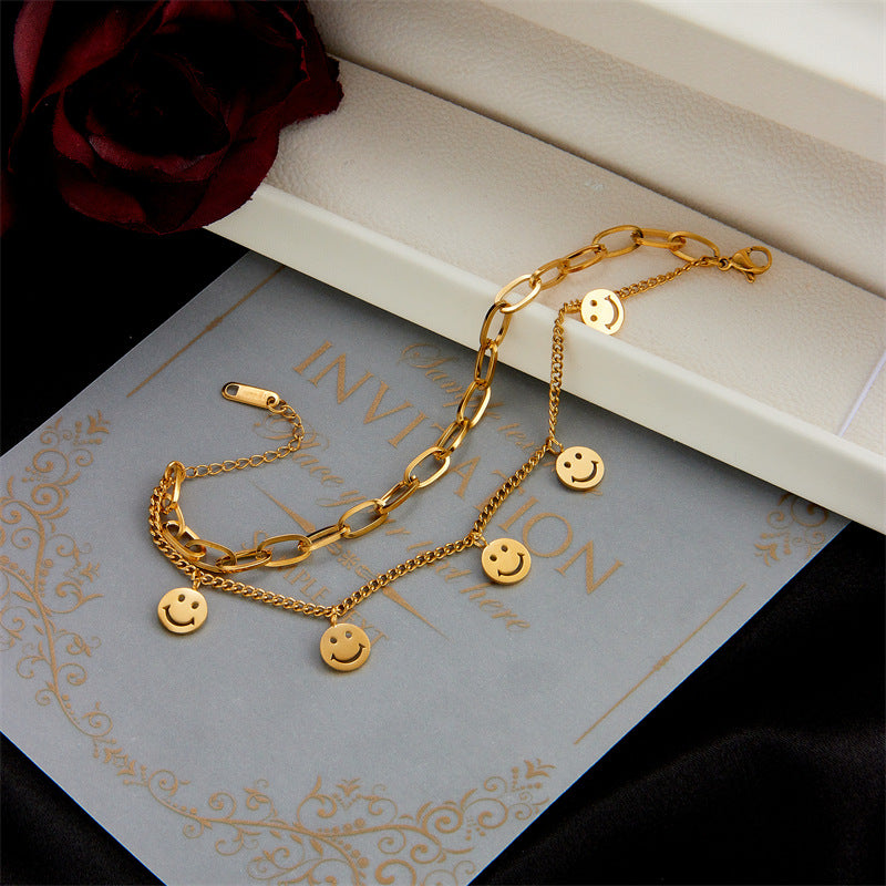 Wholesale Mix and Match Stacking Round Smiley Face Pendant Titanium Steel Bracelets ACC-BT-QianYue002