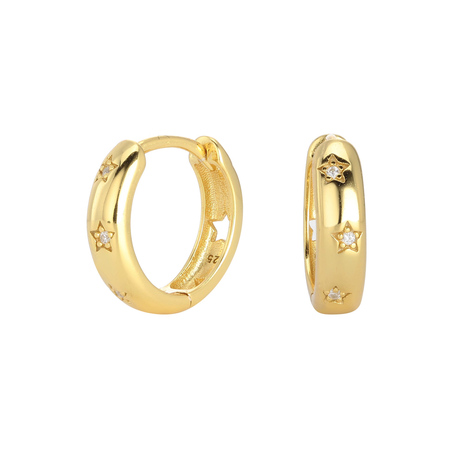 Wholesale S925 Sterling Silver Earrings Micro-inlaid Stone Star Hollow Earrings ACC-ES-HRB002