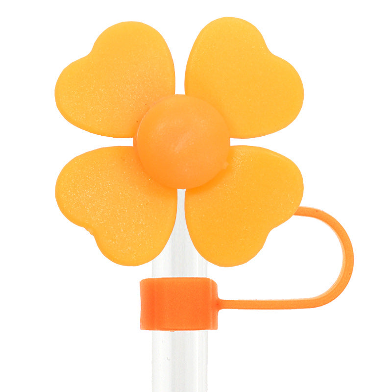 Wholesale  Random 100pcs flower 10mm PVC Soft Straw Tube Cap