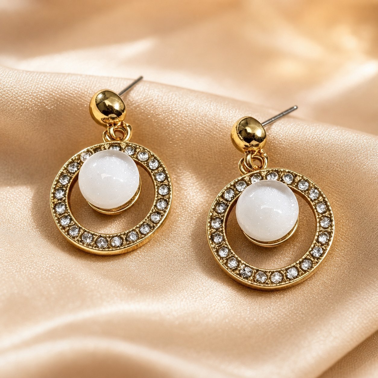 Wholesale Geometric Green Rhinestone Earrings Party Wear Jewelry Accessory for Boutique Resale