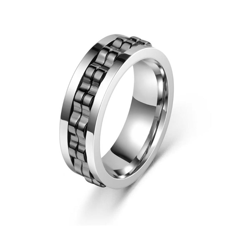 Wholesale Titanium Steel Polished Rotating Decompression Ring Boutique Resale Jewelry