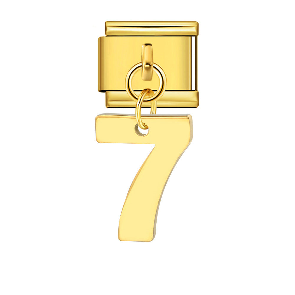 Bracciale fai da te con ciondolo con gancio in acciaio inossidabile a una cifra modulare italiano all'ingrosso