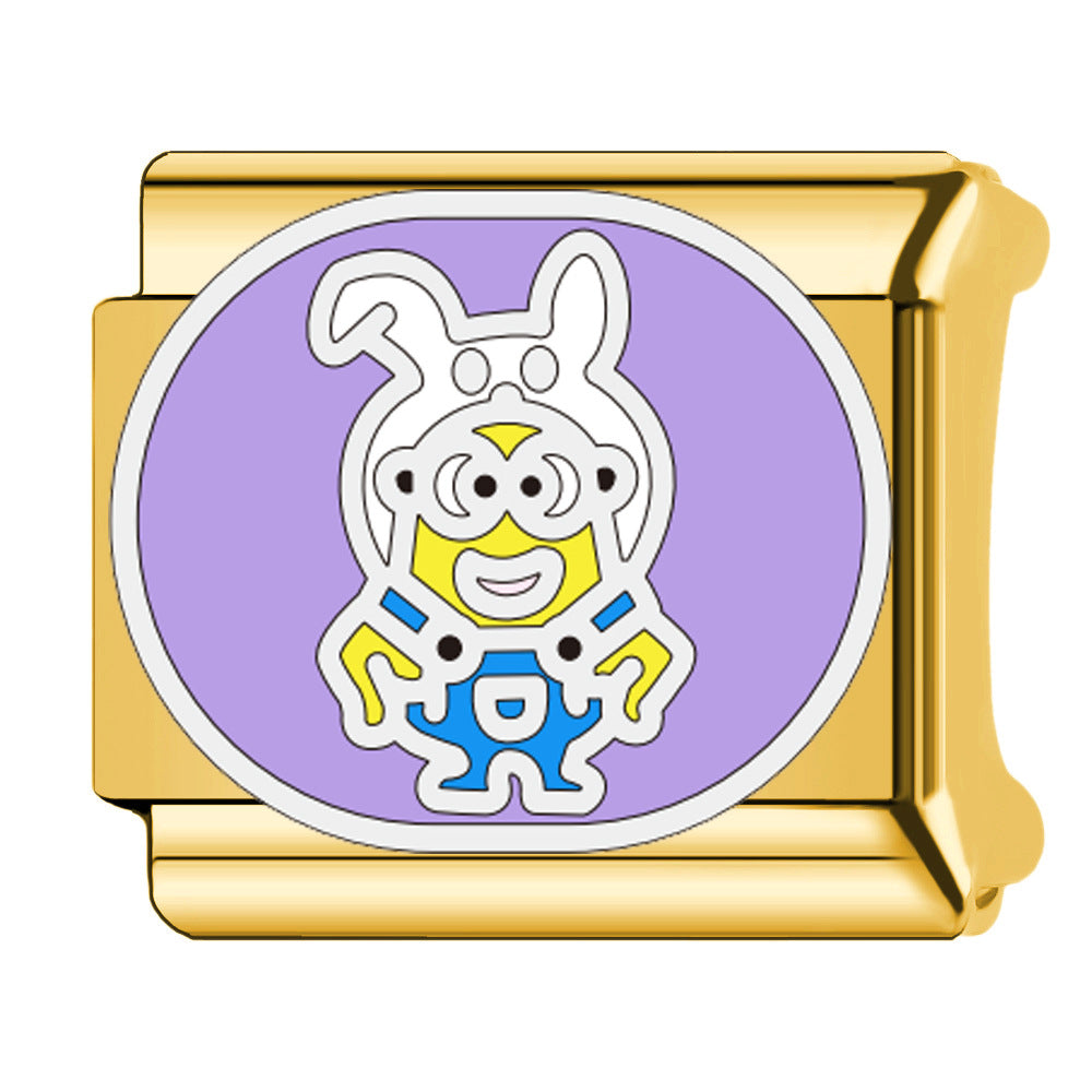 Wholesale Chinese Zodiac Animals 18K Gold Plated Stainless Steel Italian Cartoon DIY Minions Modular Bracelet Accessories