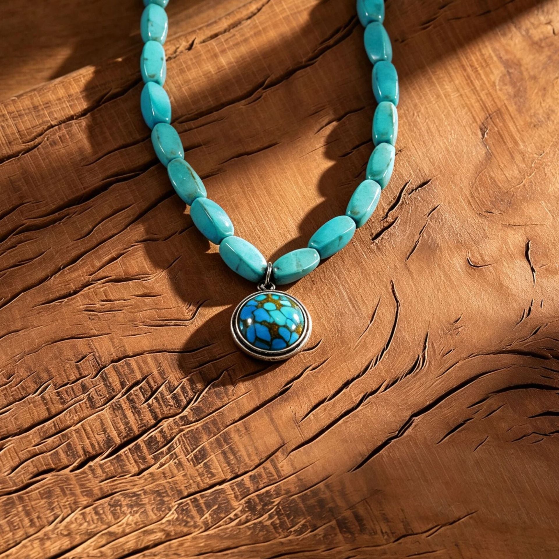 Wholesale Chic Turquoise Bead Pendant Necklace Ethnic Style Choker Jewelry Accessory For Boutique Resale
