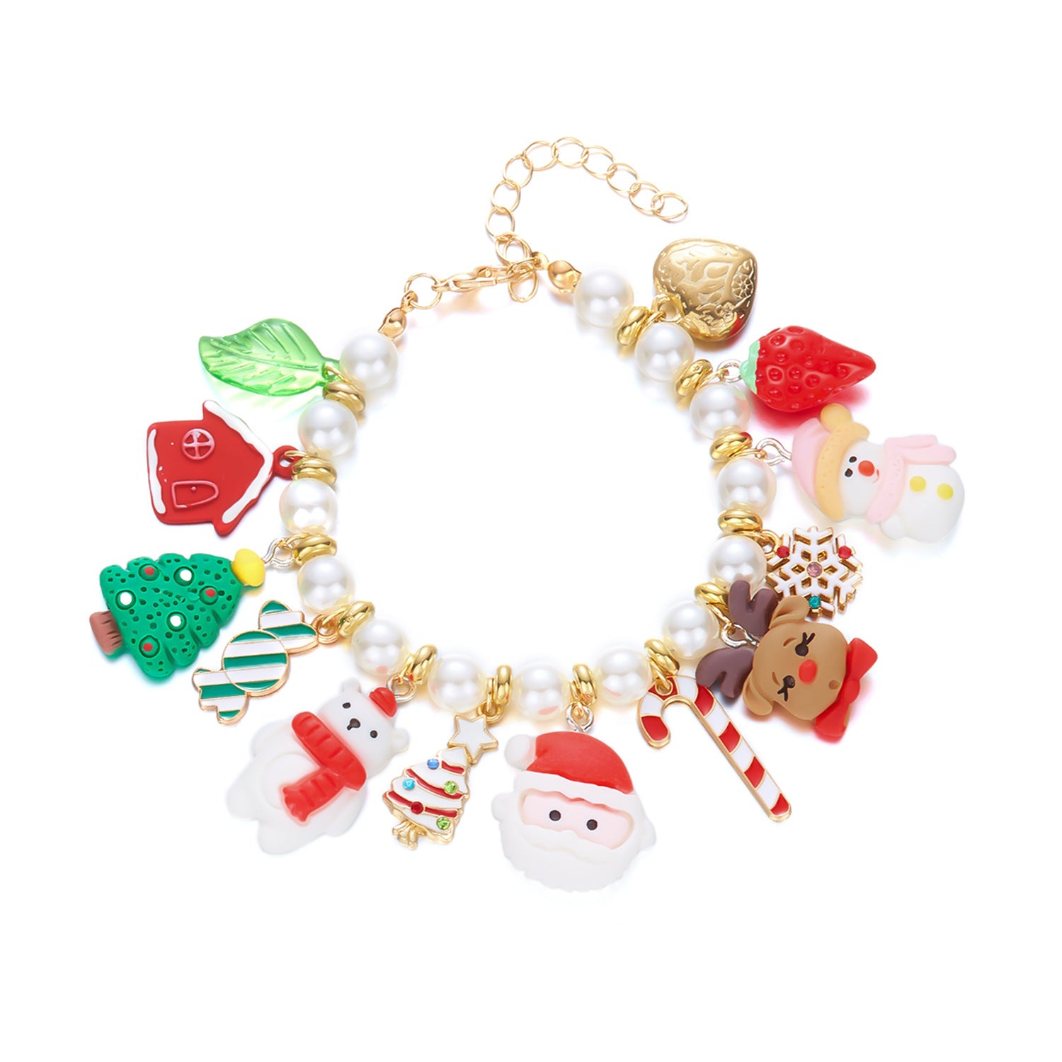 Wholesale Christmas  Elk Snowman Heart Bracelet