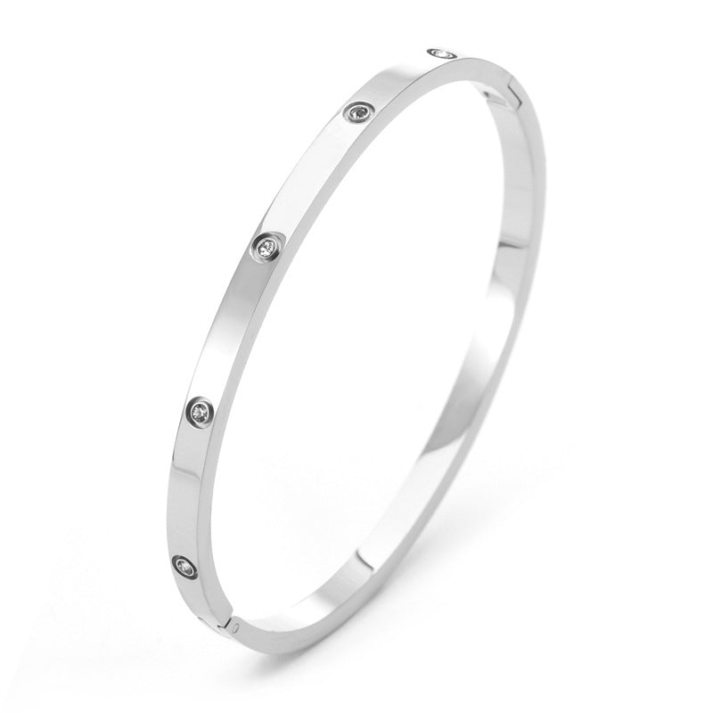 Wholesale Titanium Steel No Fading 4mm Diamond Buckle Bracelet ACC-BT-JunChen001