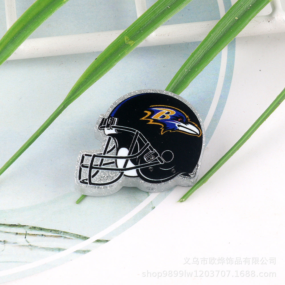 Wholesale 5pcs Acrylic Rugby Straight Hole Cartoon Beads