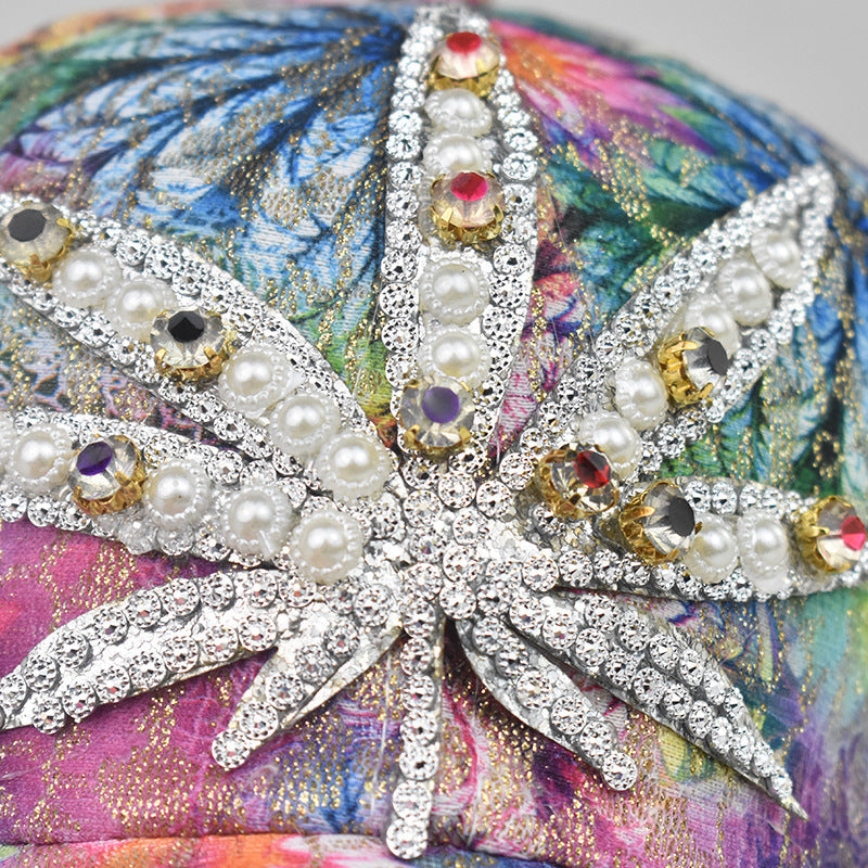 Wholesale Maple Leaf Print Rhinestone Baseball Cap Teal Adjustable For Men Women Outdoor Everyday Wear