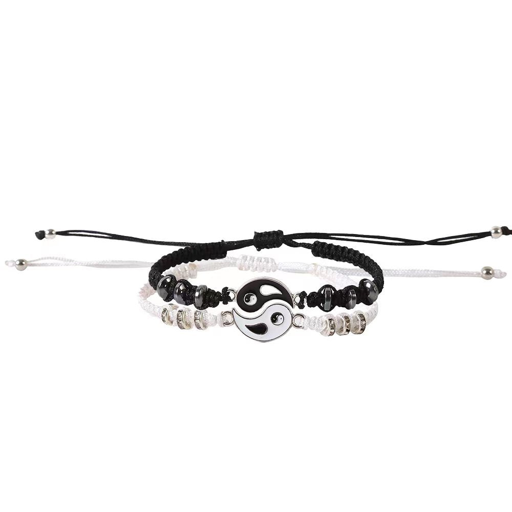 Wholesale Trendy Alloy Handmade Woven Couple Bracelet Set Taiji Bagua Design Gift Resale
