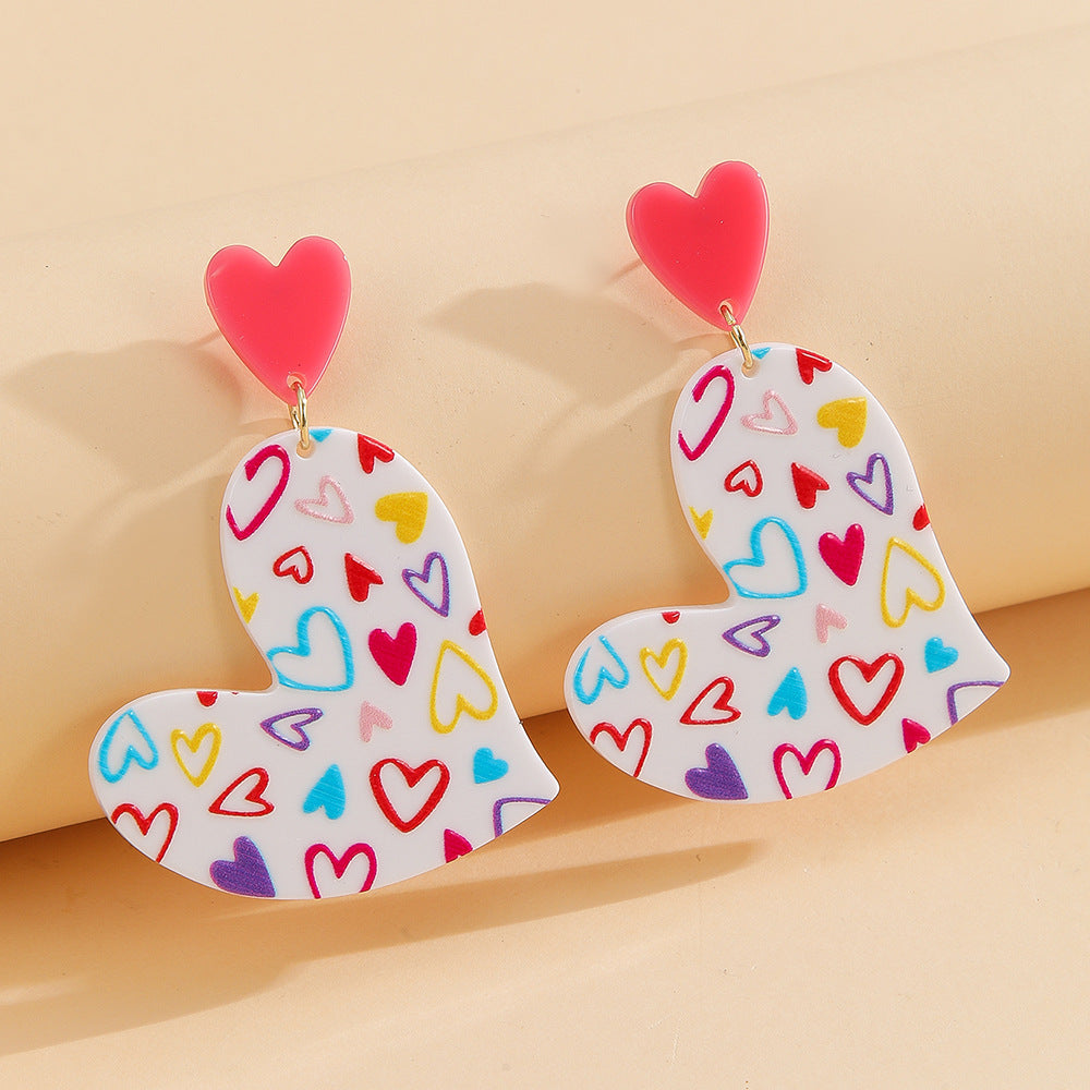 Wholesale Valentine' s Day Acrylic Heart Earrings