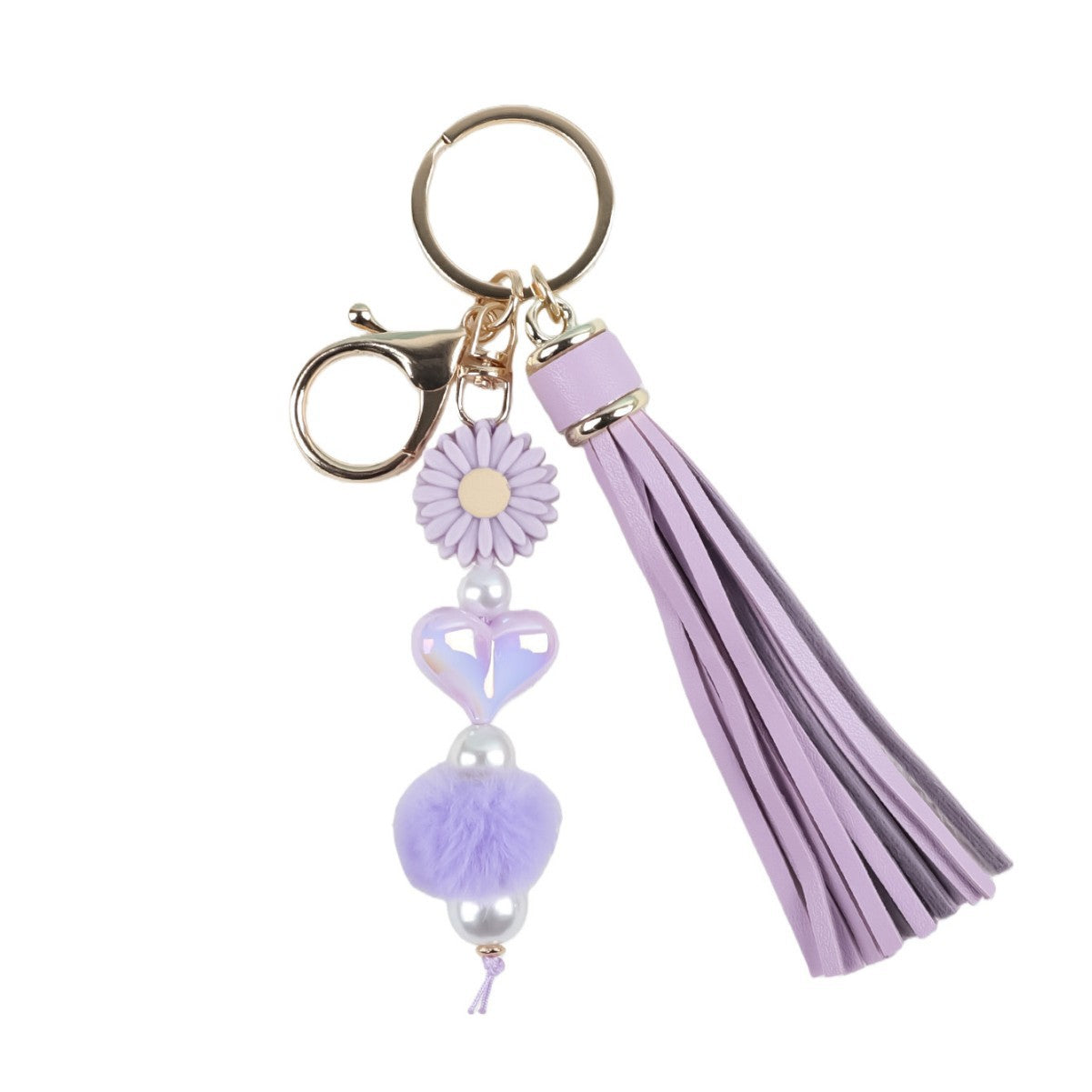 Wholesale White Tassel Keychain Bag Charm Acrylic Handmade Fashion Accessory For Graduation Gift
