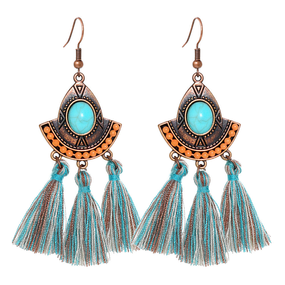 Wholesale Crystal Bohemian Tassel Earrings Vintage Style Women Jewelry Accessory for Everyday Gift