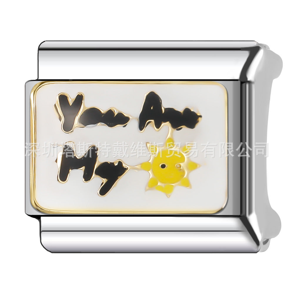 Wholesale  Italian Charm Bracelet 9mm DIY single section Creative Stainless Steel Composable Bracelet