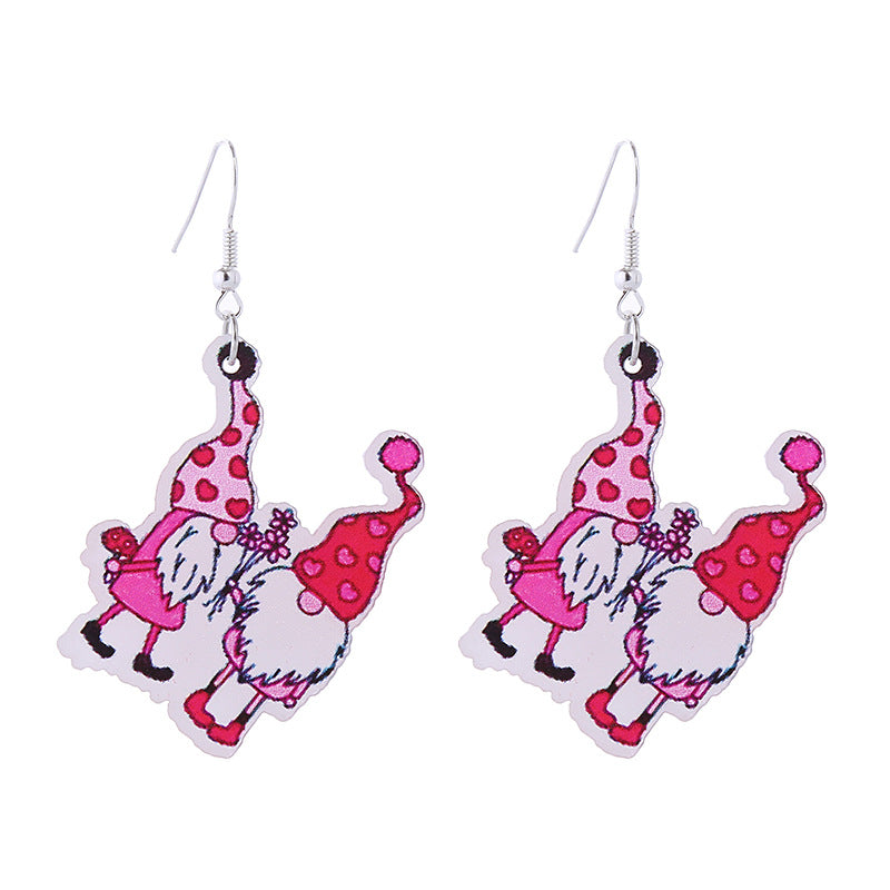 Wholesale Pink Tape Valentine's Day Double Sided Acrylic Earrings ACC-ES-ChouT005