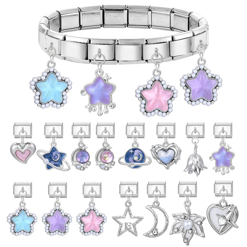 Wholesale Italian Charm Bracelet 9mm DIY Splicing Creative Pendant Stainless Steel Composable Bracelet