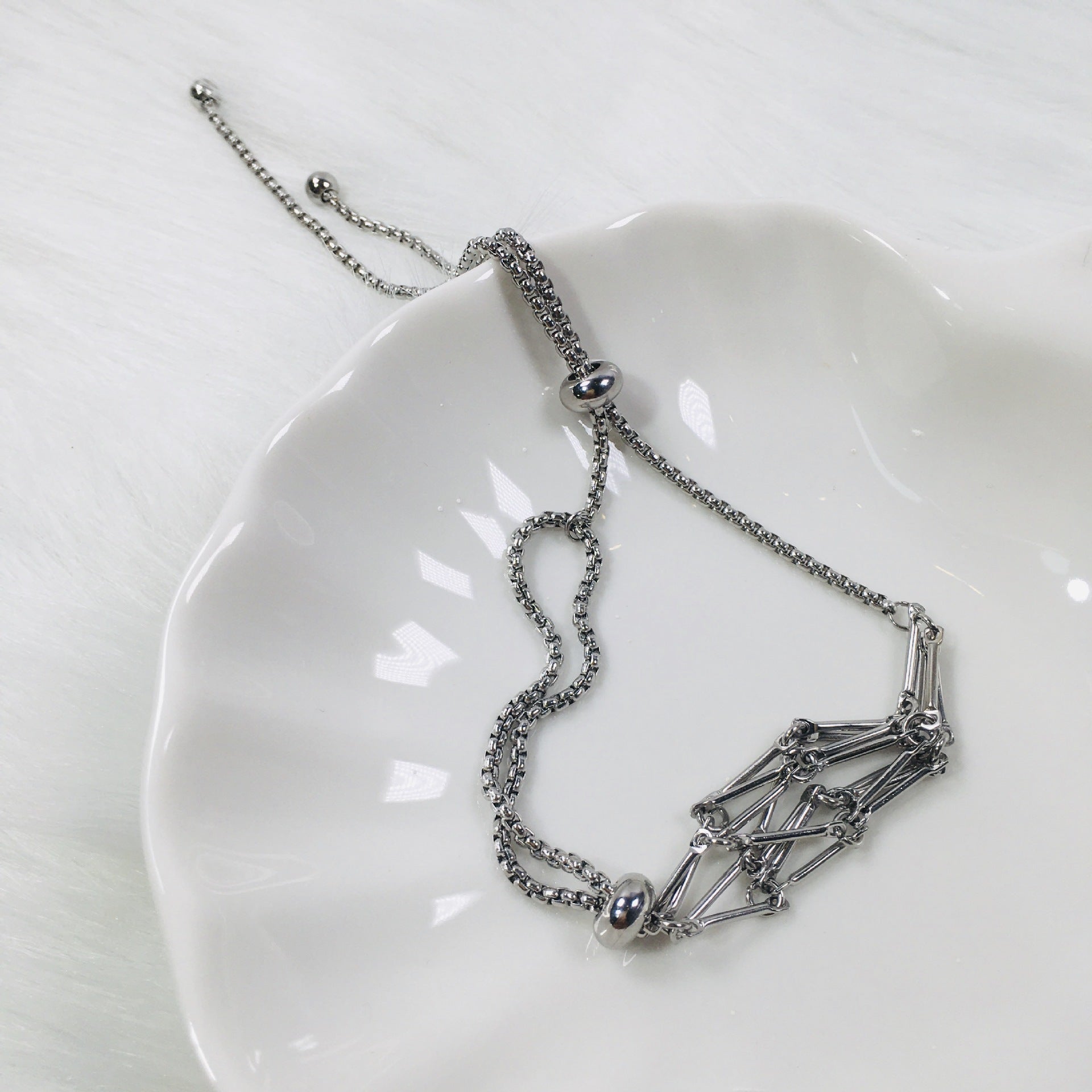 Wholesale Adjustable Replacement Crystal Metal Bamboo Hand Woven Mesh Bracelet ACC-BT-RongGuan002