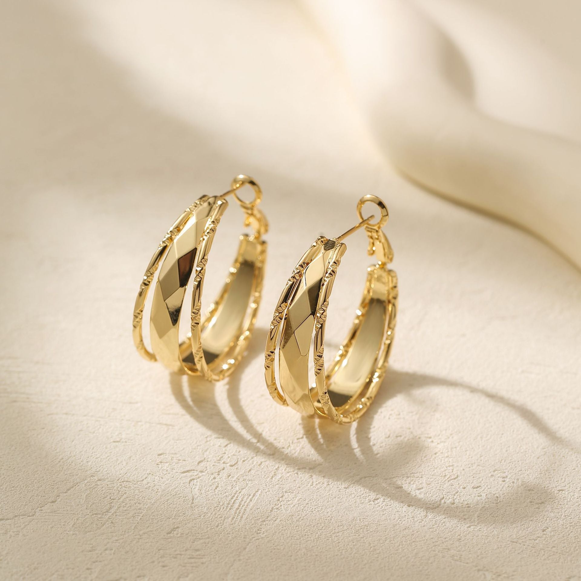 Wholesale Gold Shattered Silver Unique Large Circle Earrings