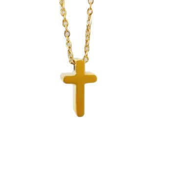 Wholesale Trendy Cross Pendant Necklace Titanium Steel Gold Tone Jewelry Accessory