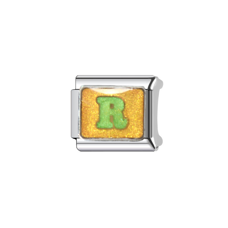 Wholesale Italian Charm Bracelet 9mm DIY Splicing Colorful 26-Letter Stainless Steel Composable Bracelet