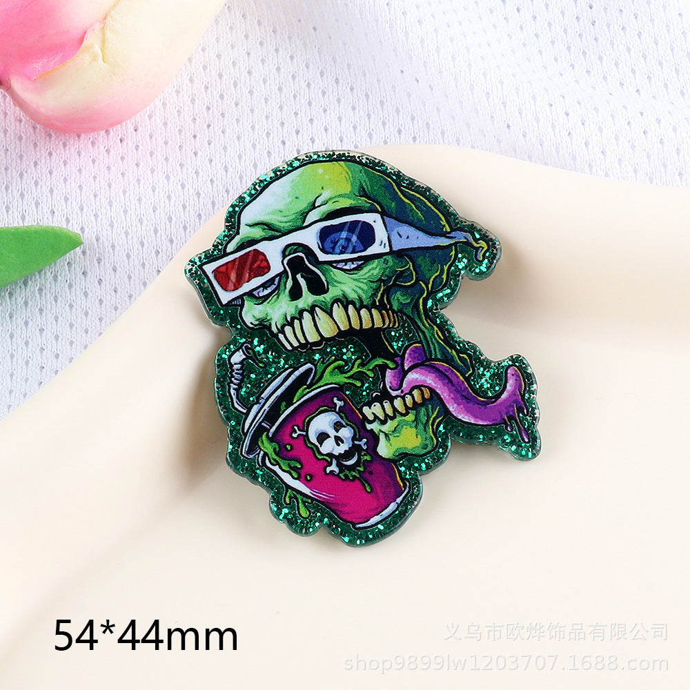 Wholesale  10pcs DIY Flatback cartoon character Acrylic Flatback Badge Reels Retractable Keychain DIY Accessories