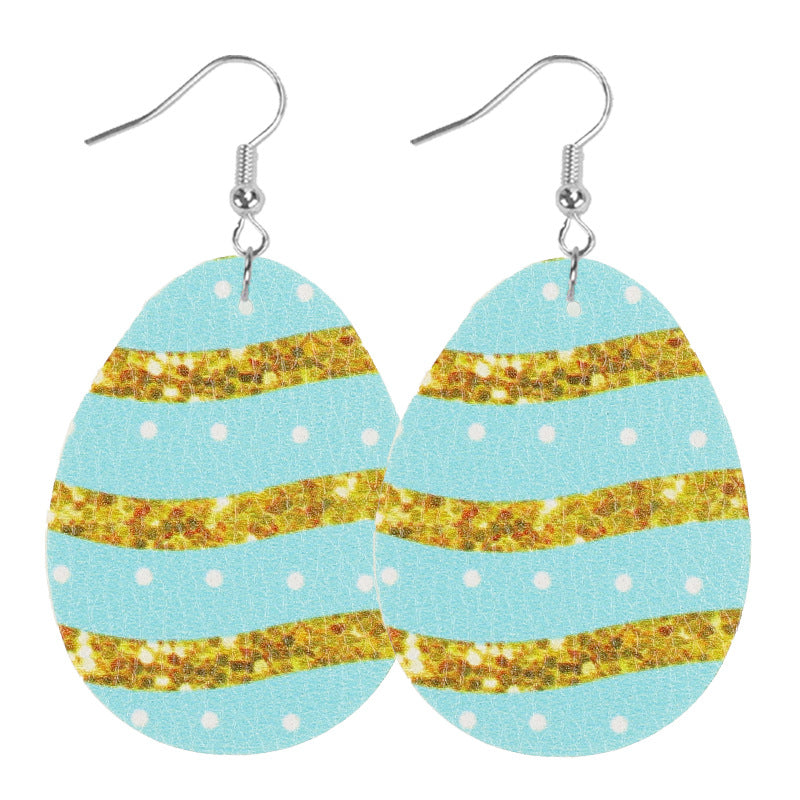 Wholesale  Easter Egg Rabbit Carrot Cute Cartoon Print Women's Leather Earrings