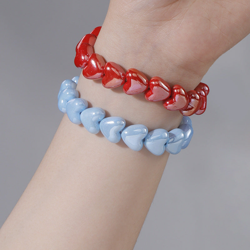 Wholesale Colorful Heart-shaped Paint  Handmade String Bracelet