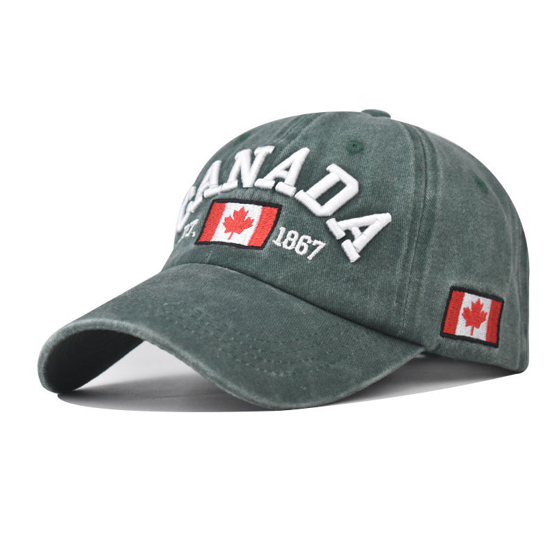 Wholesale Fashion Cotton Baseball Cap With Canada Letter Unisex Curved Brim Adjustable Sun Hat