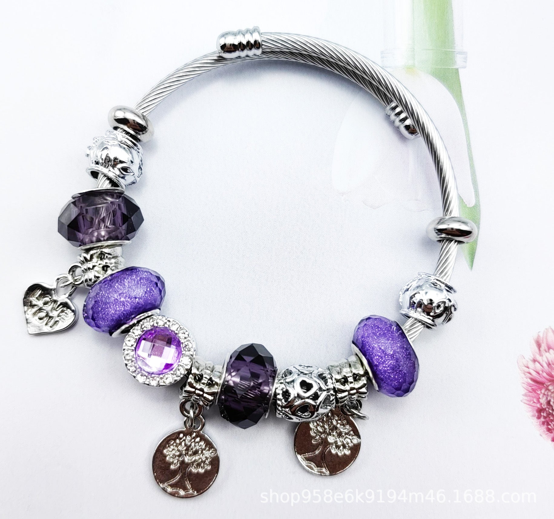 Wholesale Crystal Beaded Bracelet Love Bracelet Set with Diamonds Adjustable Heart Bracelets ACC-BT-Mindin001