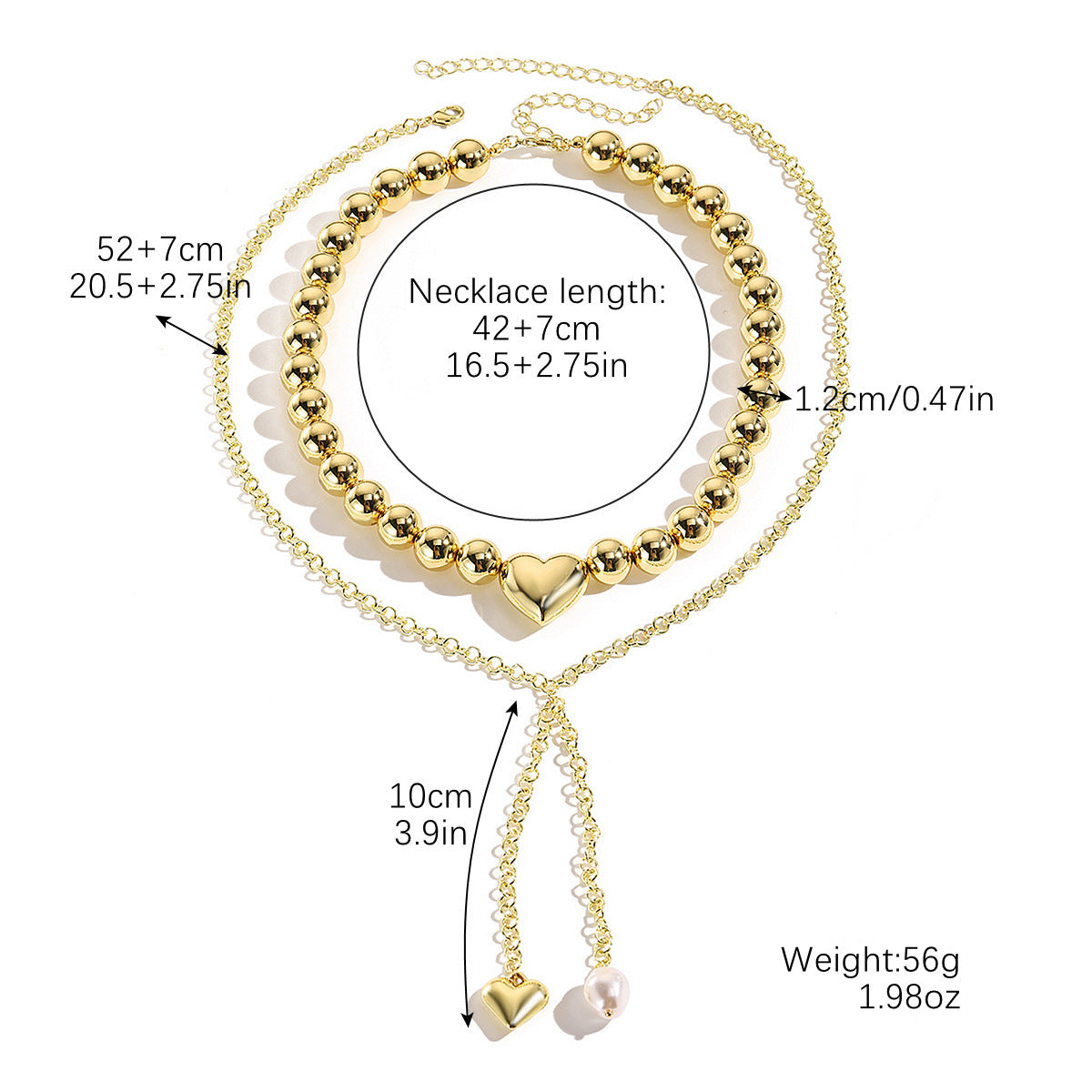 Wholesale Beaded necklace with detachable metal half-circle pendant