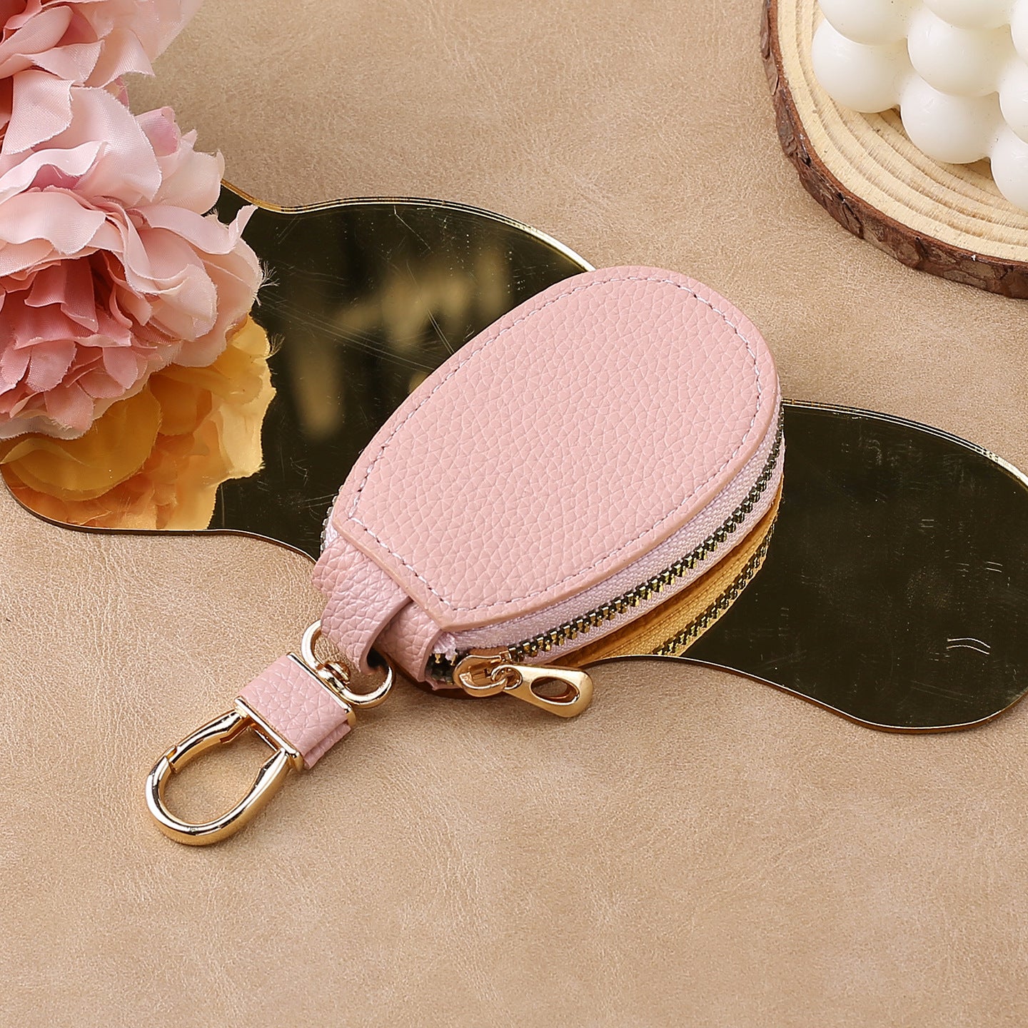 Wholesale Urban Car Key Bag PU Leather Keychain Pouch Stylish Solid Color Key Organizer For Men Women Car Key Accessory Gift