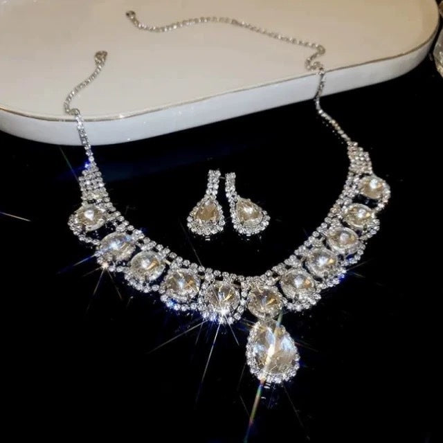 Wholesale Man-made Pearl and Rhinestone Earring Necklace and Bracelet Set