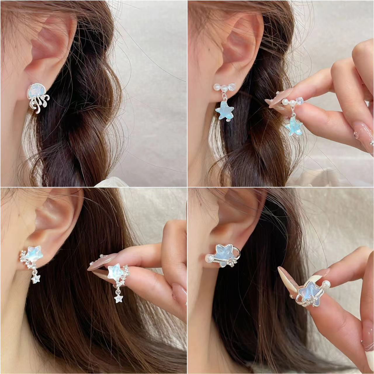 Wholesale Small  Ocean Series Blue Earrings